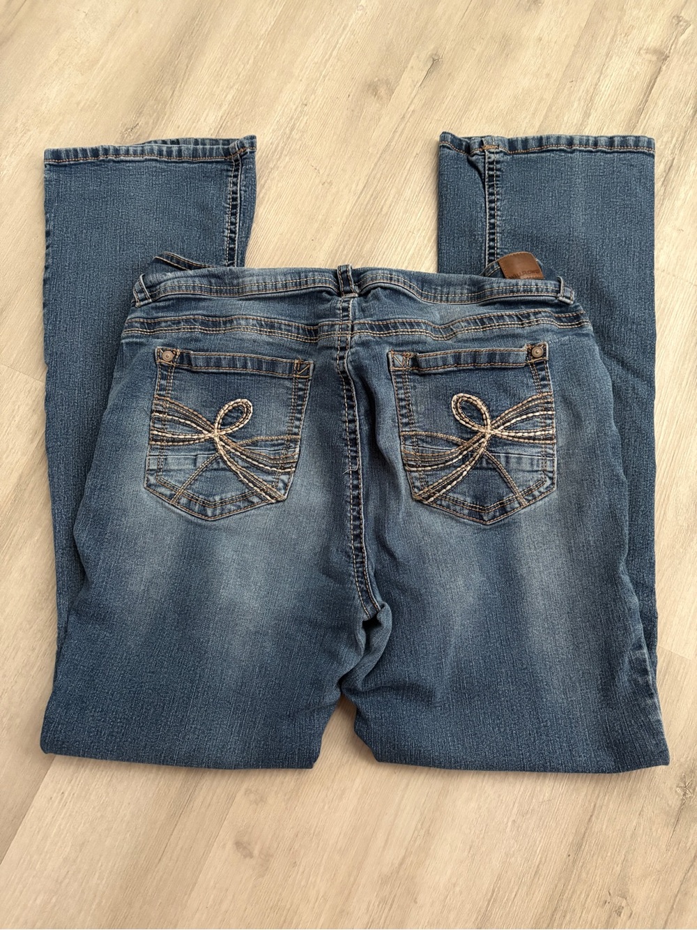 Wallflower Medium Blue Bootcut Jeans with Embroidered Back Pockets
